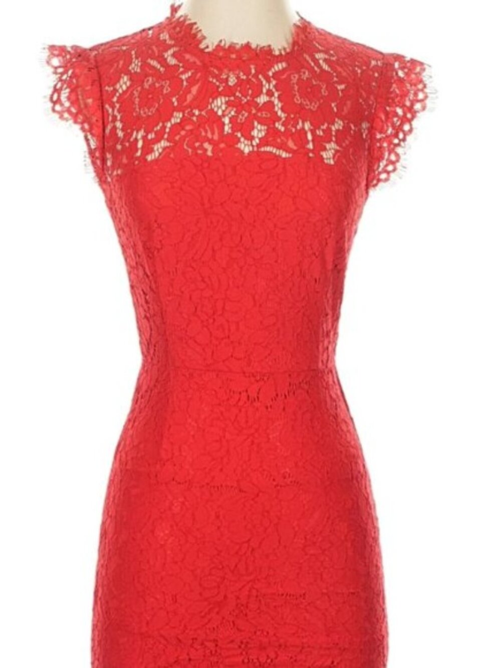 Rachel Zoe Red Lace Midi Dress